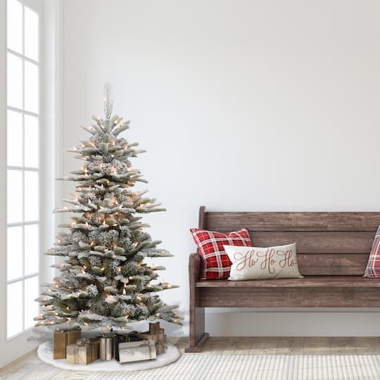 4.5ft. Pre-Lit Slim Flocked Aspen Fir Artificial Christmas Tree, Clear Lights